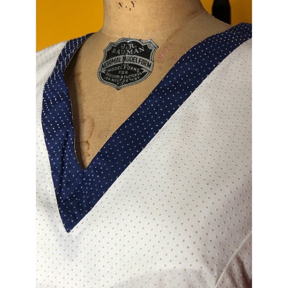 1960s-1970s SAKS FIFTH AVE. Swiss Dot Drop Waist Pleated Tennis Mini Dress. L-XL - Picture 4 of 9